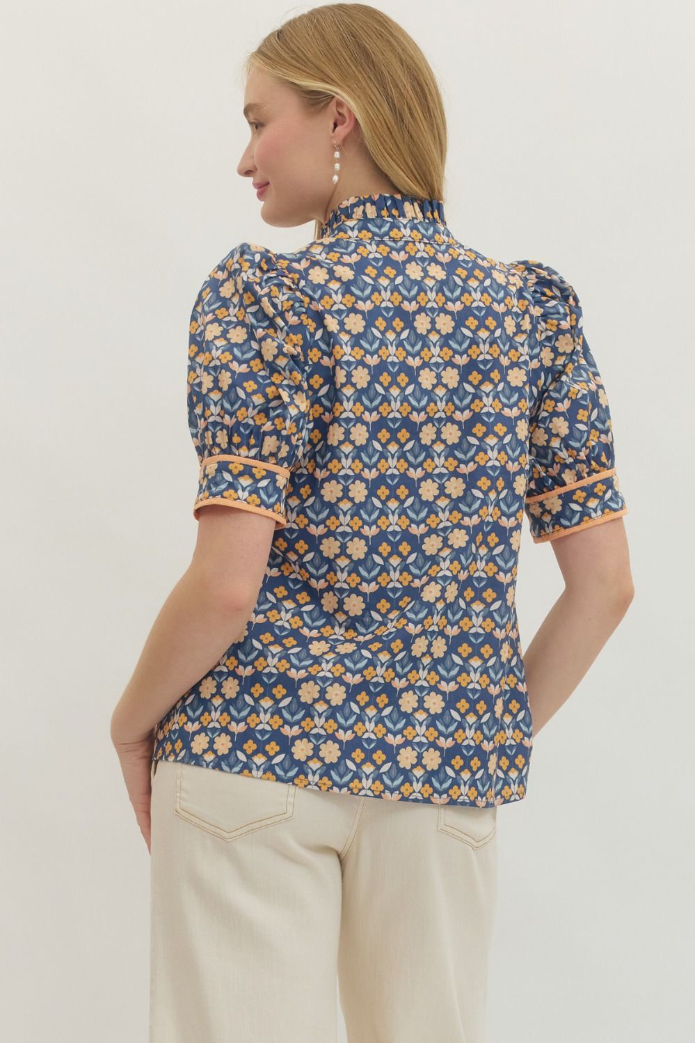 Entro Navy Floral Top