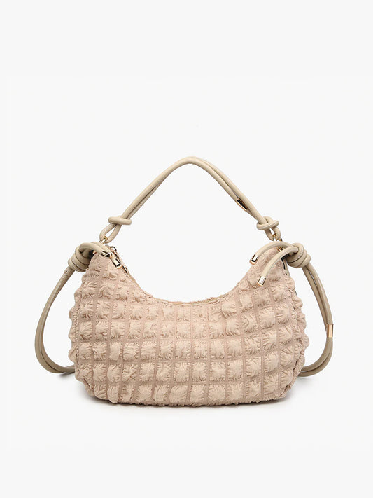 JEN & CO. Nelly Quilted Nylon Shoulder Bag-Taupe
