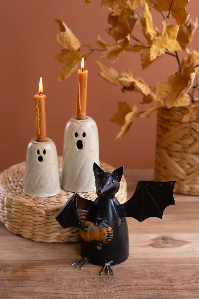 Kalalou Metal Ghost Taper Candle Holders
