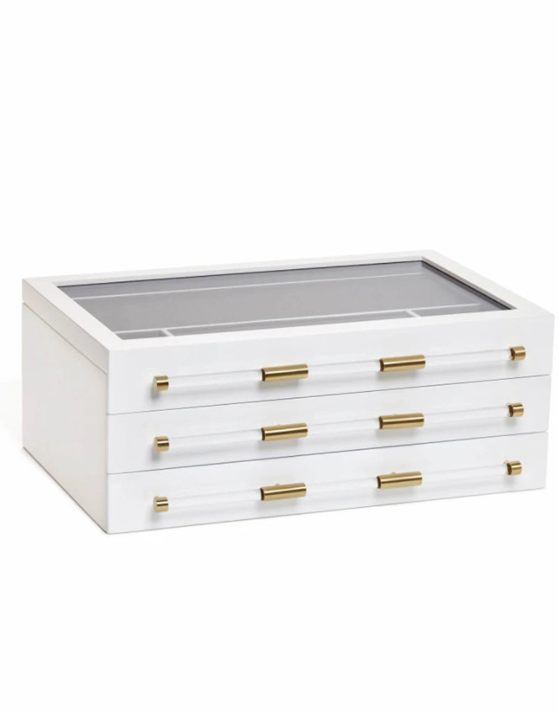 KENDRA SCOTT LARGE JEWELRY BOX BRIGHT BRASS WHITE