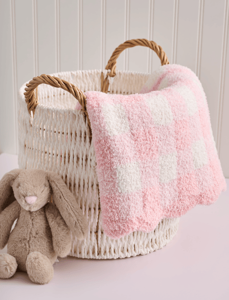 MUD PIE PINK GINGHAM CHENILLE BLANKET