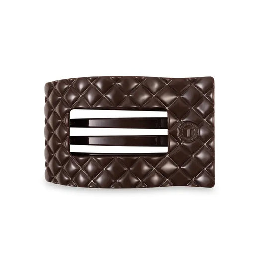Teleties Flat Rectangle Hair Clip | Medium | Truly Taupe Quilted