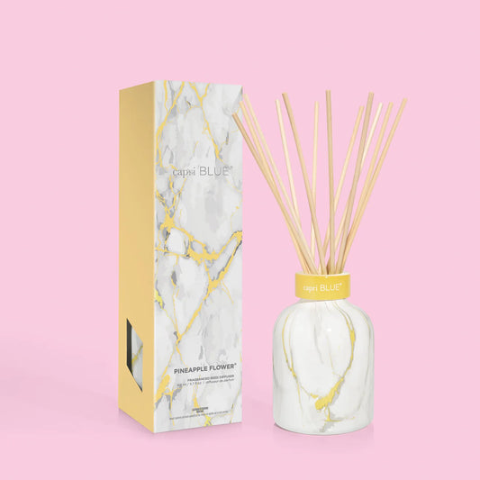 capri BLUE Pineapple Flower Modern Marble Petite Reed Diffuser, 5.7 fl oz
