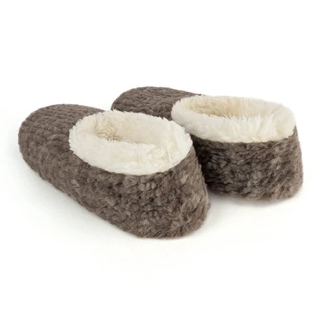 Snoozies! Womens Teddy Bear Faux Fur Slipper With Memory Foam Sole Dark Grey