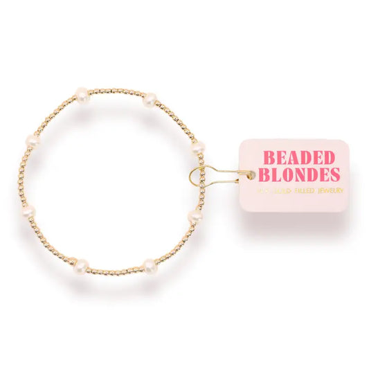 Beaded Blondes Dainty Kate Pearl Bracelet in Gold