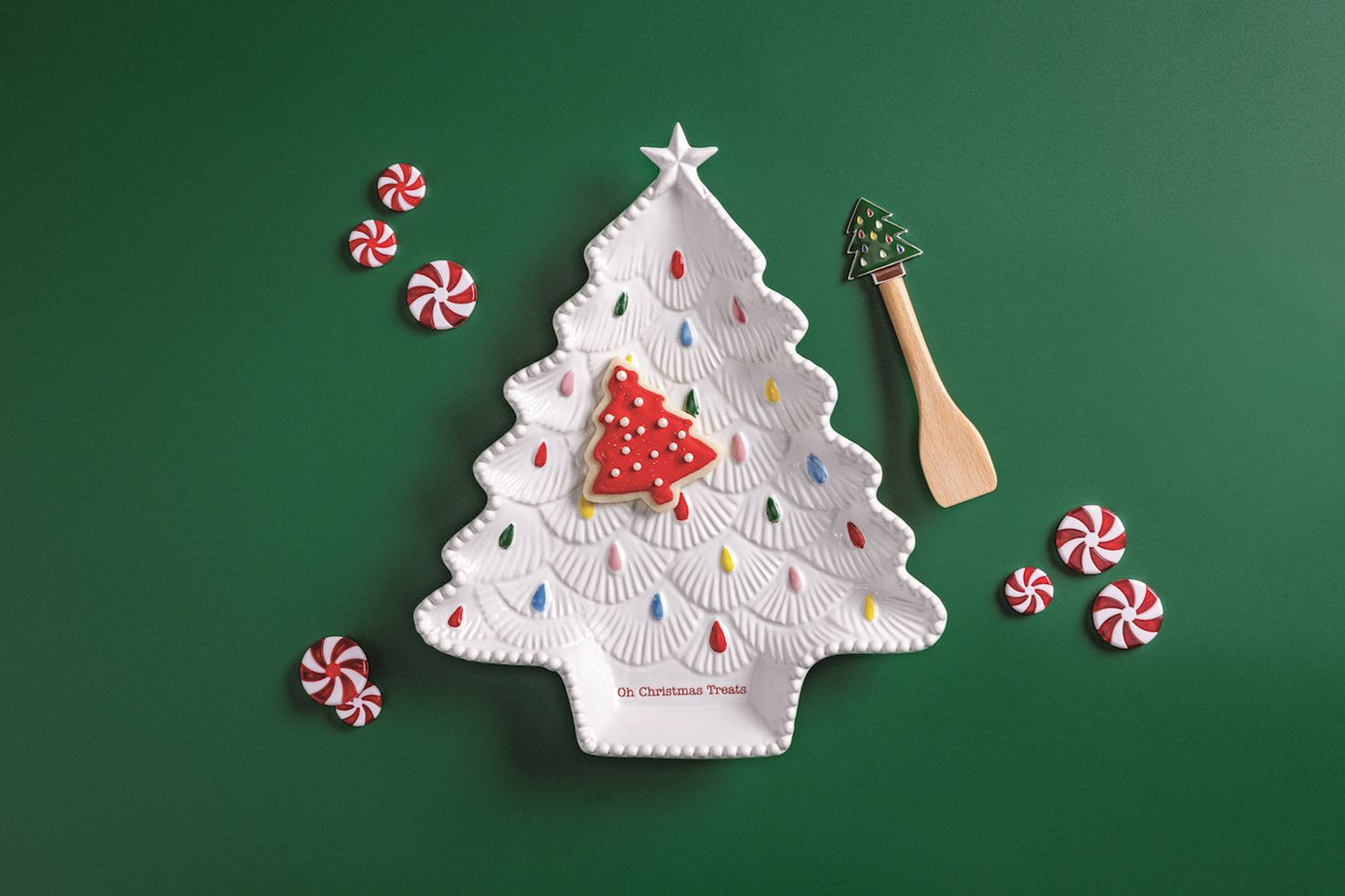 MUD PIE CHRISTMAS TREE COOKIE PLATE SET