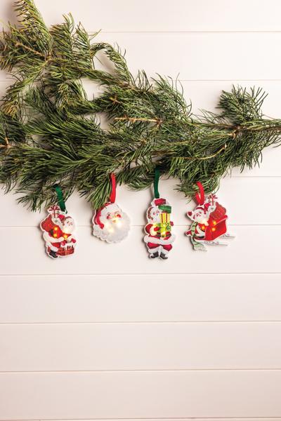 MUD PIE ACRYLIC LED SANTA ORNAMENT