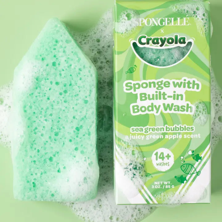 Spongelle Sea Green Bubbles Body Buffer | Crayola X Spongellé | Crayon