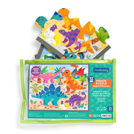 Mudpuppy Mighty Dinosaurs 12 Piece Pouch Puzzle