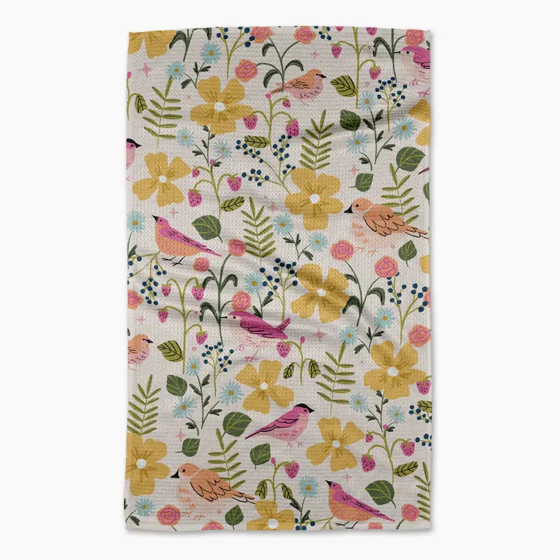 Geometry Summer Songbirds Tea Towel