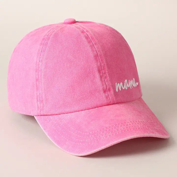 Mama Letters Embroidered Baseball Cap-HOT PINK