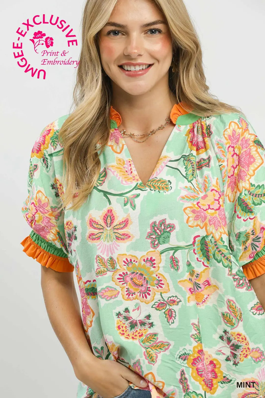 Umgee Floral Print Top