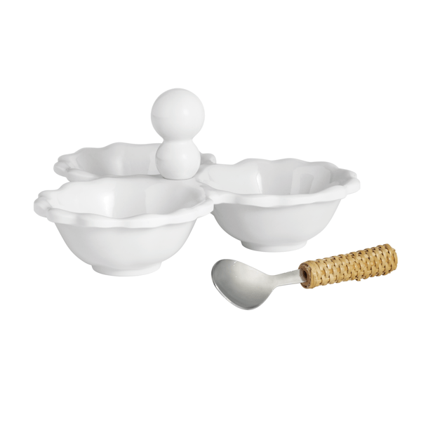 MUD PIE RUFFLE MELAMINE TRIPLE TIDBIT SET