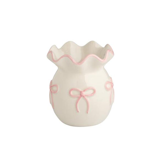 MUD PIE DAINTY PINK BOW RUFFLE BUD VASE