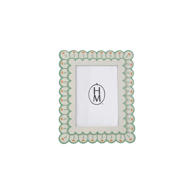 HAZEL MAZEL MDF Scalloped Photo Frame W Flowers