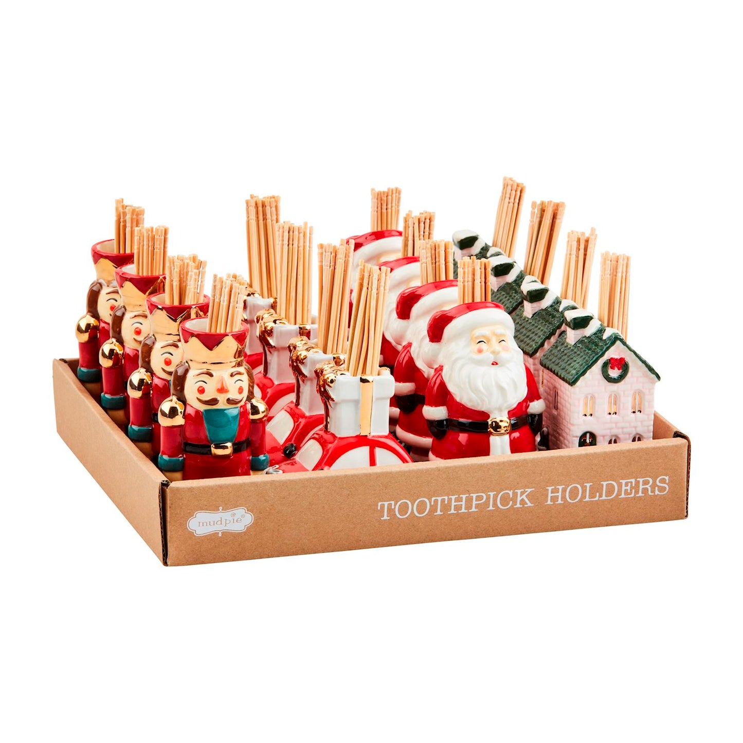 MUD PIE CHRISTMAS TOOTHPICK HOLDER SETS