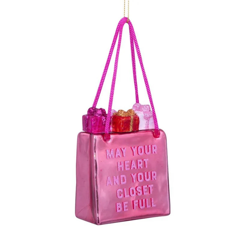 Vondels Pink Shopping Bag Christmas Ornament