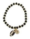 Bourbon and Boweties Gigi Stretch Bracelet-Black Football