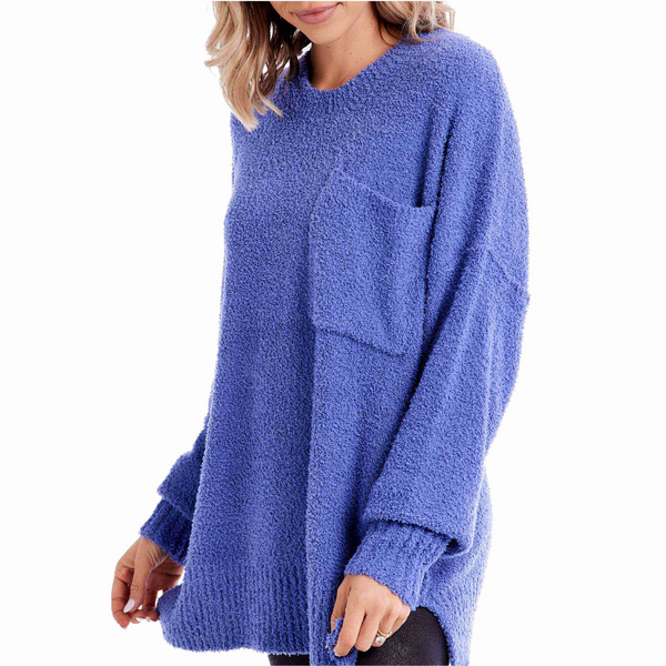 MUD PIE ROME CHENILLE SWEATER-BLUE