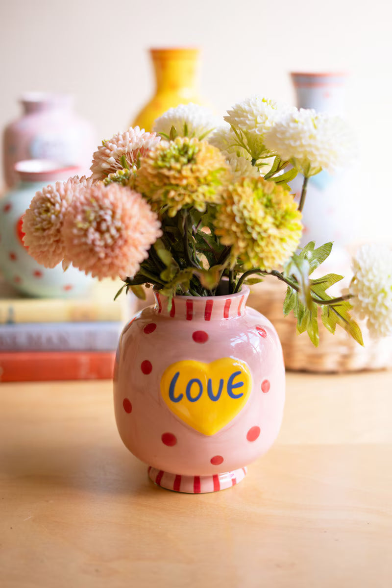 Kalalou Ceramic Hearts with Words Vases