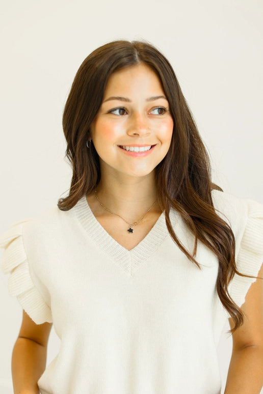 Grace + Emma Ruffle Sleeve Sweater Vest