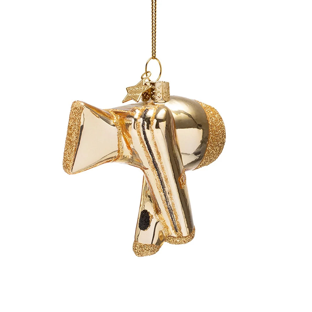 Vondels Gold Hair Dryer Glass Ornament