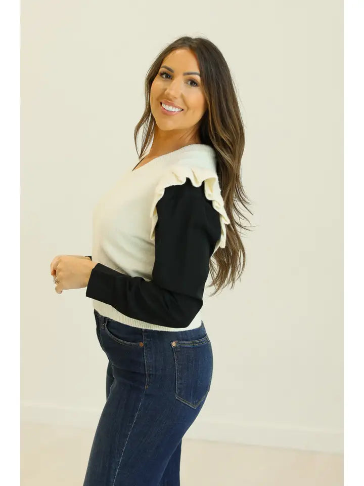 Grace + Emma Ruffle Sleeve Sweater Vest