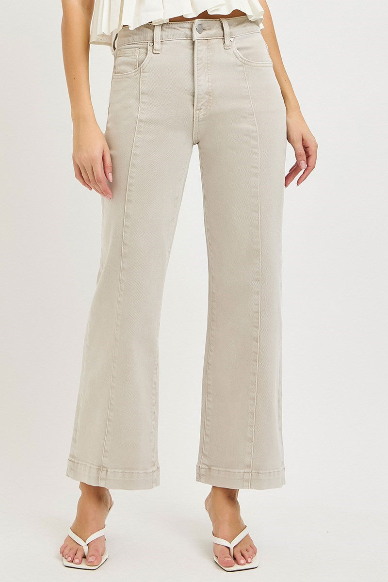 RISEN TUMMY CONTROL HIGH RISE CROP WIDE PANTS