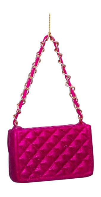 Christmas bauble Vondels Ornament Glass Raspberry Allover Glitter Fashion Bag 5.5 cm