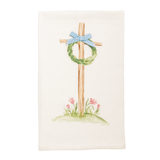 MUD PIE EASTER CROSS WITH WREATH TOWEL