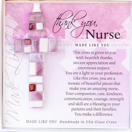 Nurse Thank You Gift USA Handmade Mosaic Glass Cross