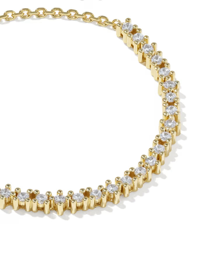 KENDRA SCOTT FATE TENNIS BRACELET GOLD WHITE CZ