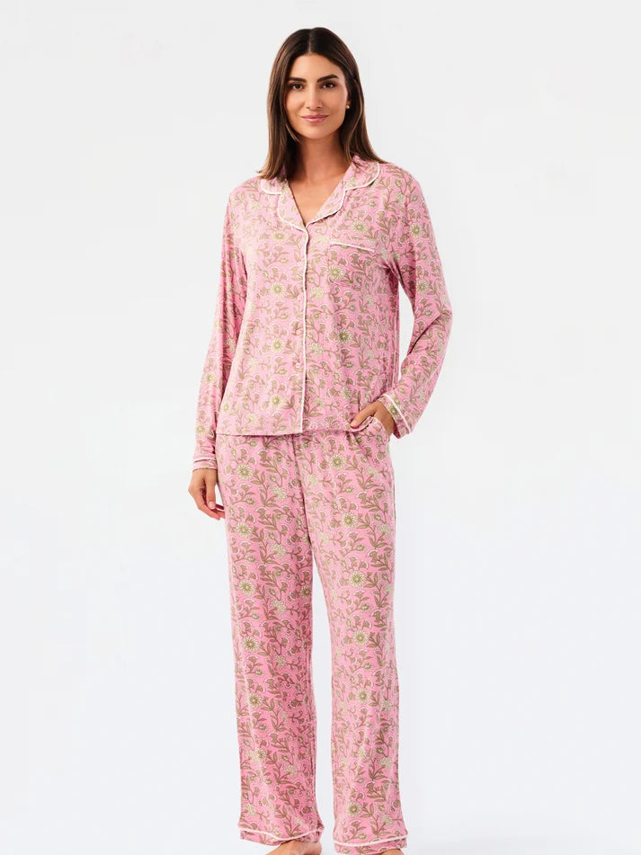 Mary Square Women's Charlotte Pants Set | Thistle Vines Pink