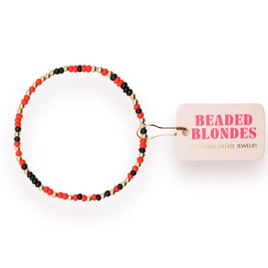 Beaded Blondes Bright Red and Black Sprinkle Bracelet