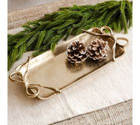 pD HOME 13.5" GOLD TRAY RIBBON HANDLES