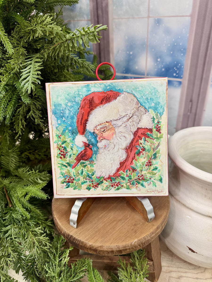 The Round Top Collection Mini Art Santa & Cardinal