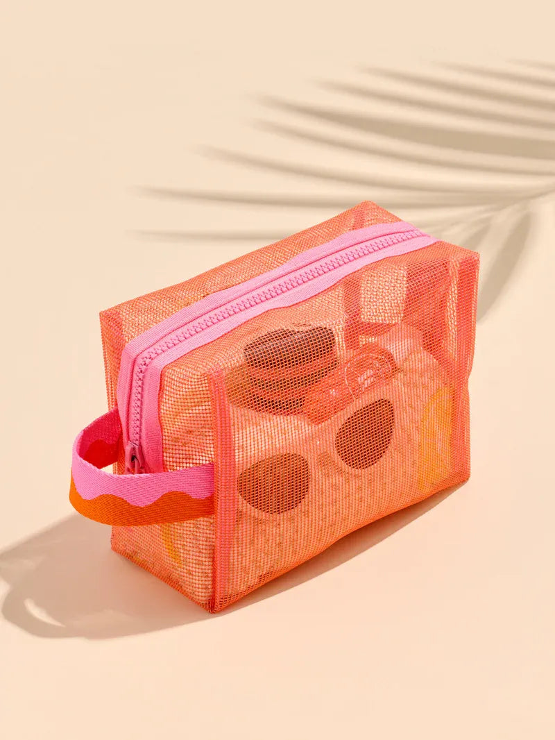 Shiraleah Camden Mesh Zipper Pouch-Orange