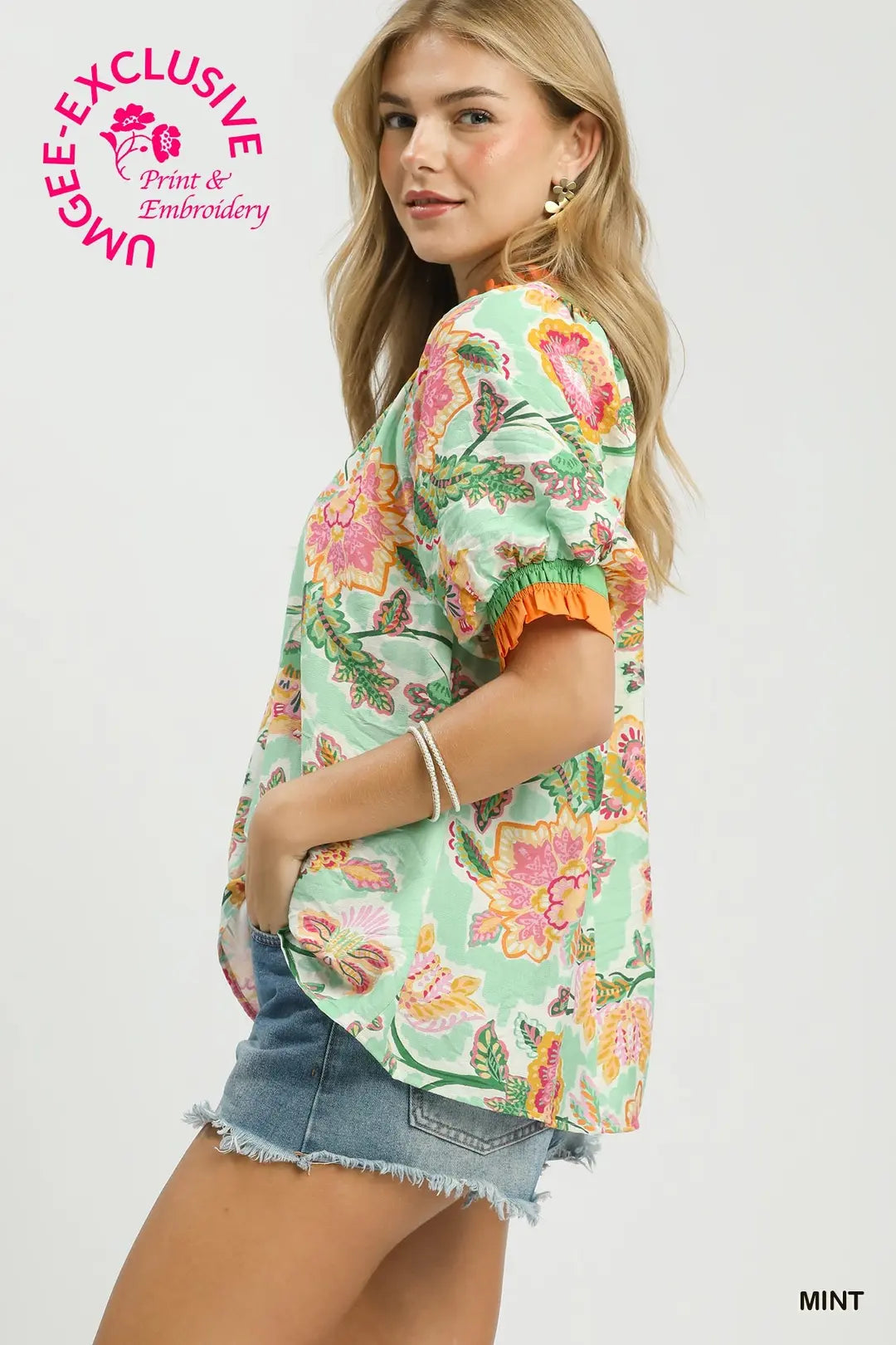 Umgee Floral Print Top