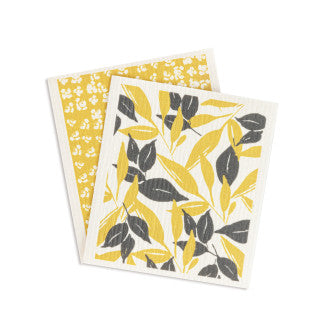 Demdaco BioDishCloths Set of 2 - GoldGreyLeaves