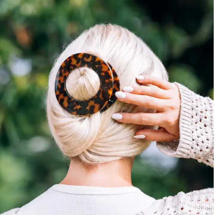 Teleties Tortoise | Large| Flat Circle Hair Clip