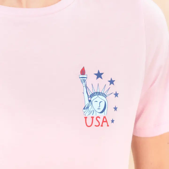 Amanda Blu American Stamps | Women's Pink Short-Sleeve 4th of July Tee
