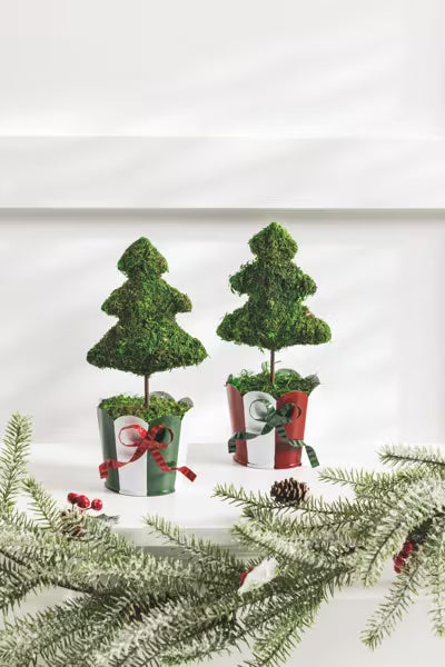 MUD PIE GREEN STRIPE CHRISTMAS TREE TOPIARY