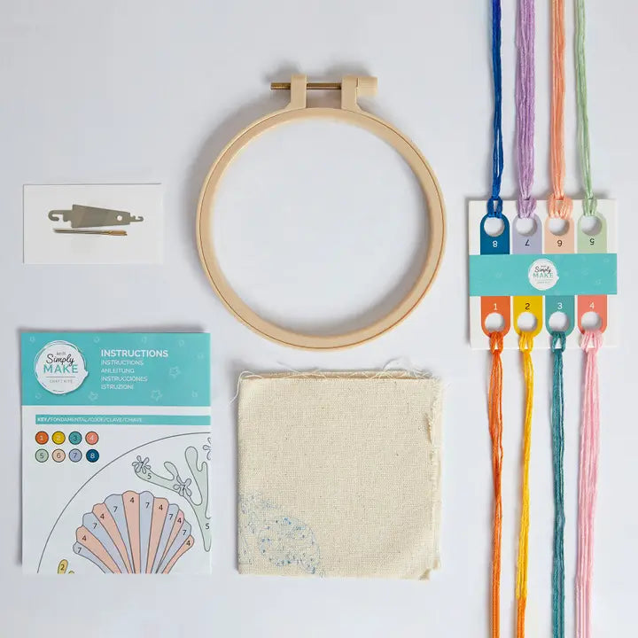 Simply Make Embroidery By Numbers Seashells Craft Stitch Kit