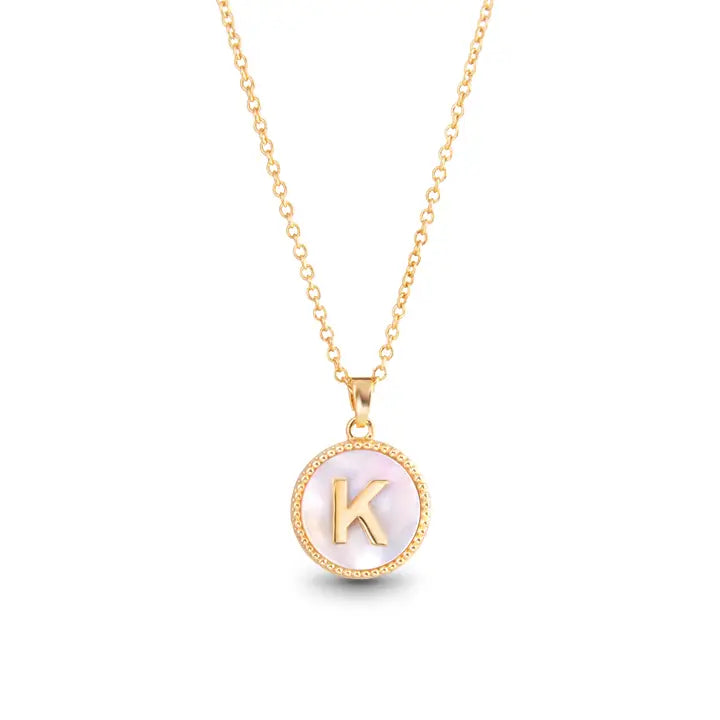 AMANDA BLU GOLD MOTHER OF PEARL INITIAL NECKLACE