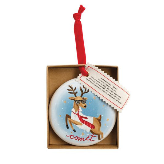 MUD PIE COMET REINDEER BOXED ORNAMENT