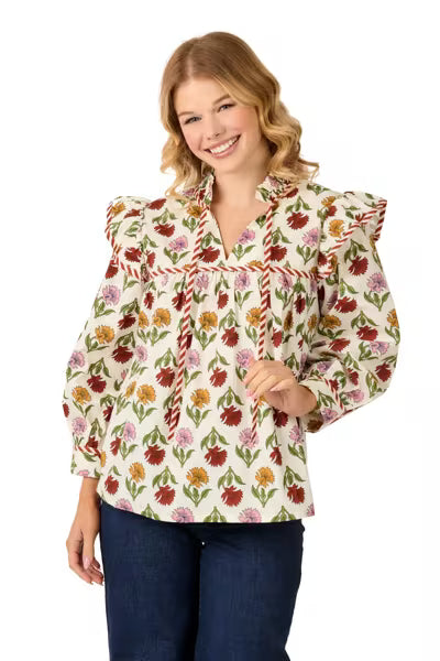 MUD PIE HARVEST BLOCK PRINT TOP