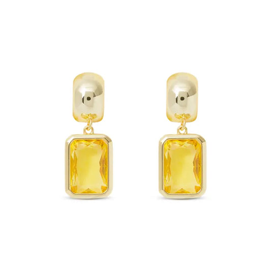 Amanda Blu Gold Crystal Rectangle Earrings-Topaz