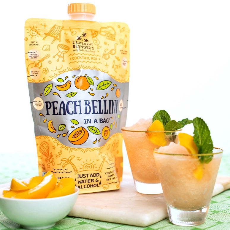 Lieutenant Blender's Peach Bellini in A Bag® Cocktail / Mocktail Slushie Mixer
