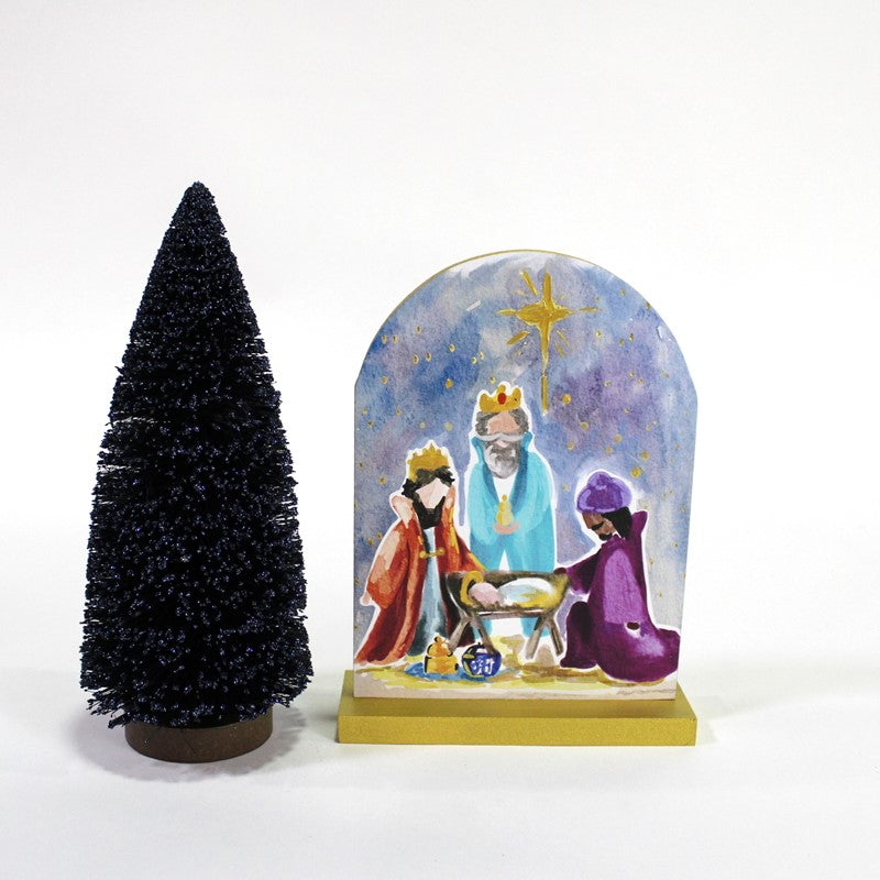 Trade Cie Arched MDF Table Décor, Three Kings at Manger