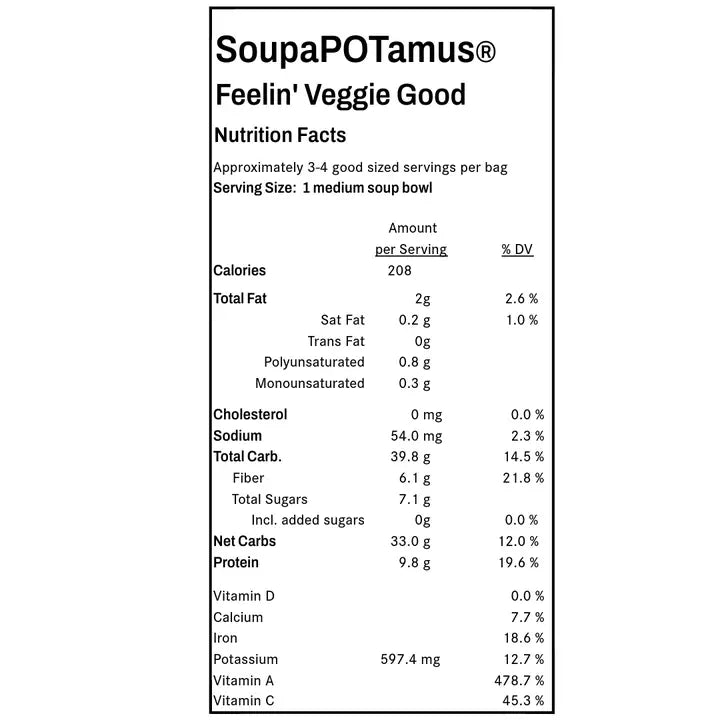 Soupapotamus Feelin' Veggie Good Shelf-Stable Dry Soup